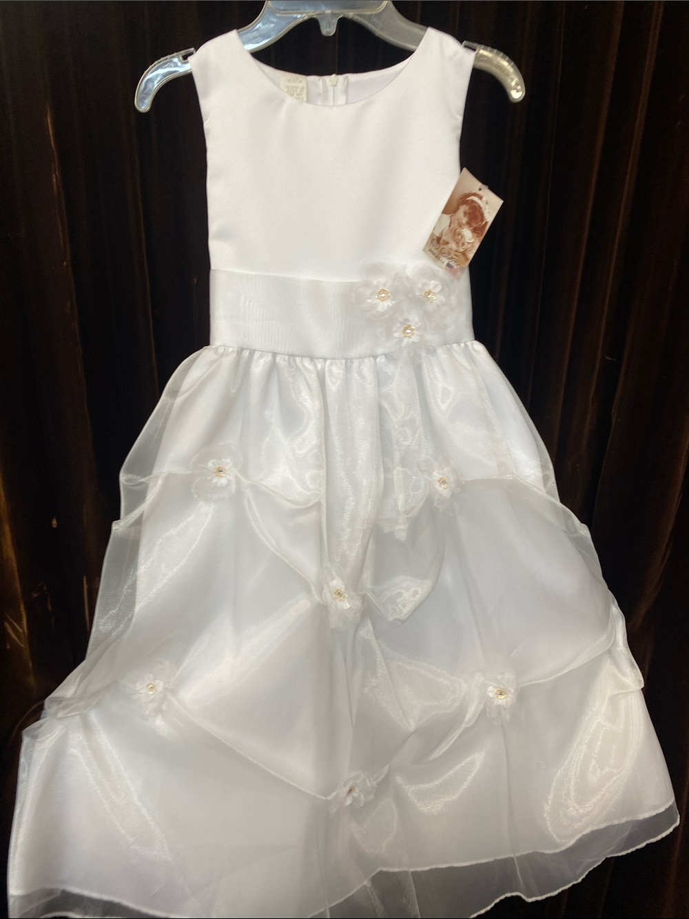 White Floral-Accent Girls' Formal Dress